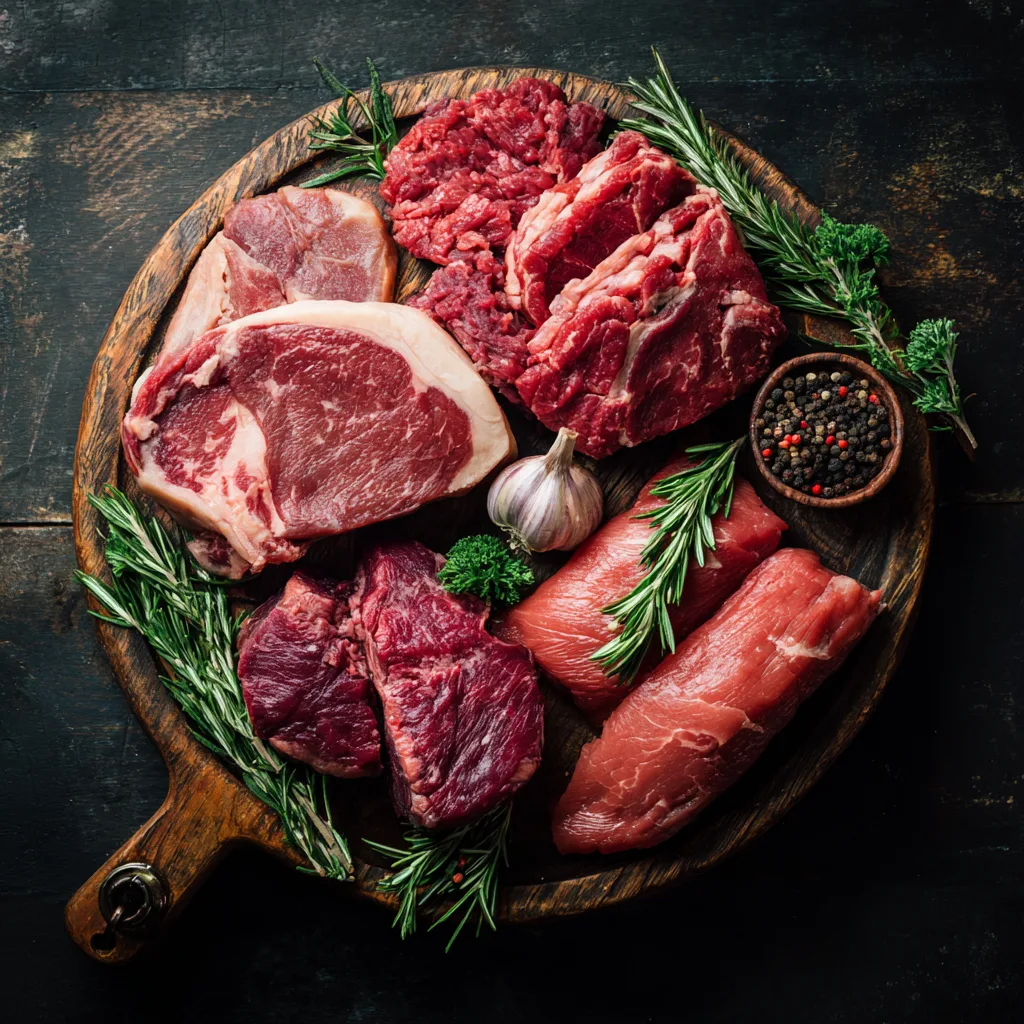Best Cuts of Meat for Carnivore Diet Best cuts of meat for carnivore diet Assorted raw beef cuts on a wooden table Best Cuts of Meat for Carnivore Diet