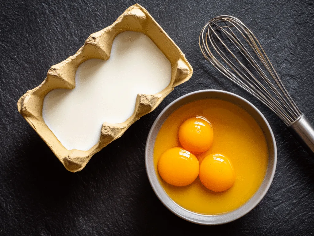 Carnivore Crème Brûlée: The Ultimate Low‑Carb, High‑Fat Dessert for Carnivore Diets Carnivore Crème Brûlée Carnivore Crème Brûlée ingredients: egg yolks, heavy cream, and whisk on slate board