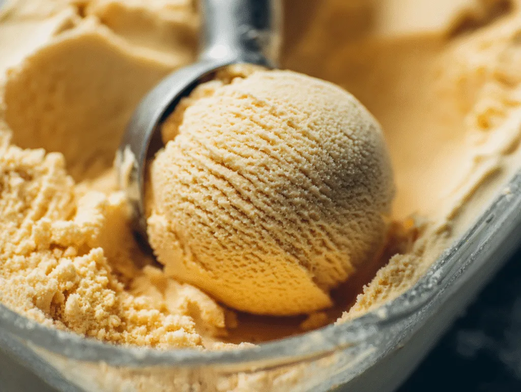 Carnivore Ice Cream Recipe - How to Make Creamy, Zero‑Carb Ice Cream at Home carnivore ice cream recipe Close-up scoop of creamy carnivore ice cream inside a glass container.