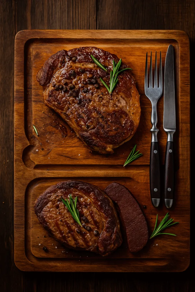 Powerful Carnivore Diet for Weight Loss: Your Complete Guide to Body Fat Reduction carnivore diet for weight loss Perfectly seared ribeye steak with peppercorn and rosemary on a wooden cutting board with fork and knife. Carnivore Diet for Weight Loss