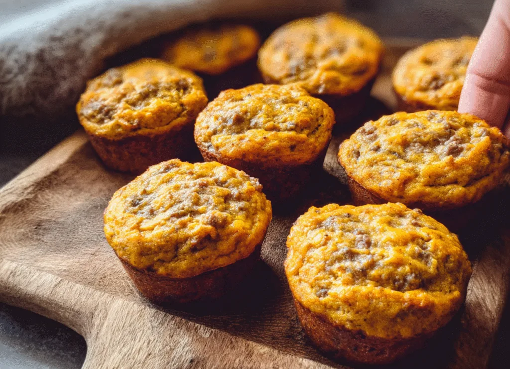 Carnivore Breakfast Muffins: A Protein-Packed Start to Your Day Carnivore Breakfast Muffins Freshly baked sausage and egg breakfast muffins on a wooden board, perfect for keto and low-carb meal prep