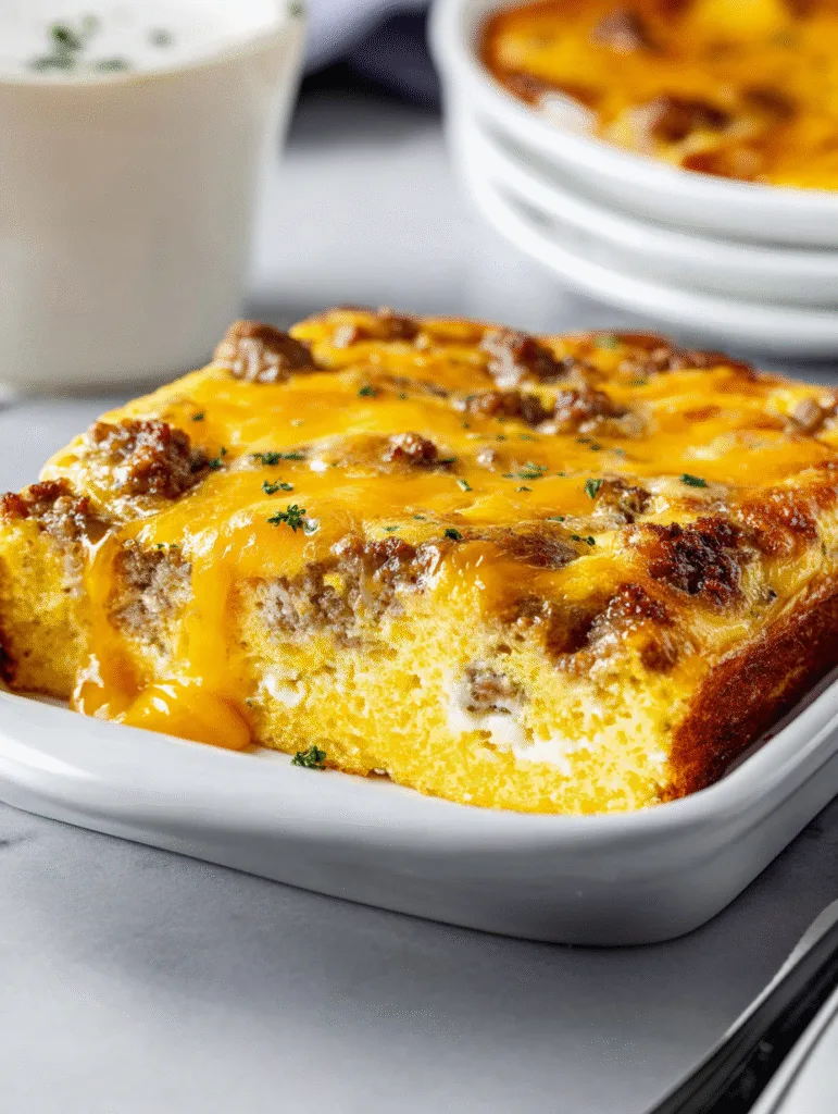 Sausage and Cheese Bake (A Savory Breakfast Casserole) Carnivore Smash Burger Patties A serving of sausage egg and cheese casserole in a white dish.