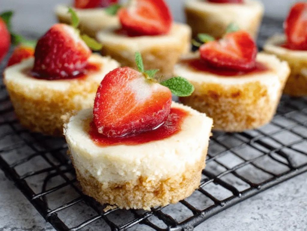 Cream Cheese Bites: Simple, Low-Carb Carnivore Desserts You’ll Love Cream Cheese Bites Mini cheesecake bites with sliced strawberries cooling on a wire rack.